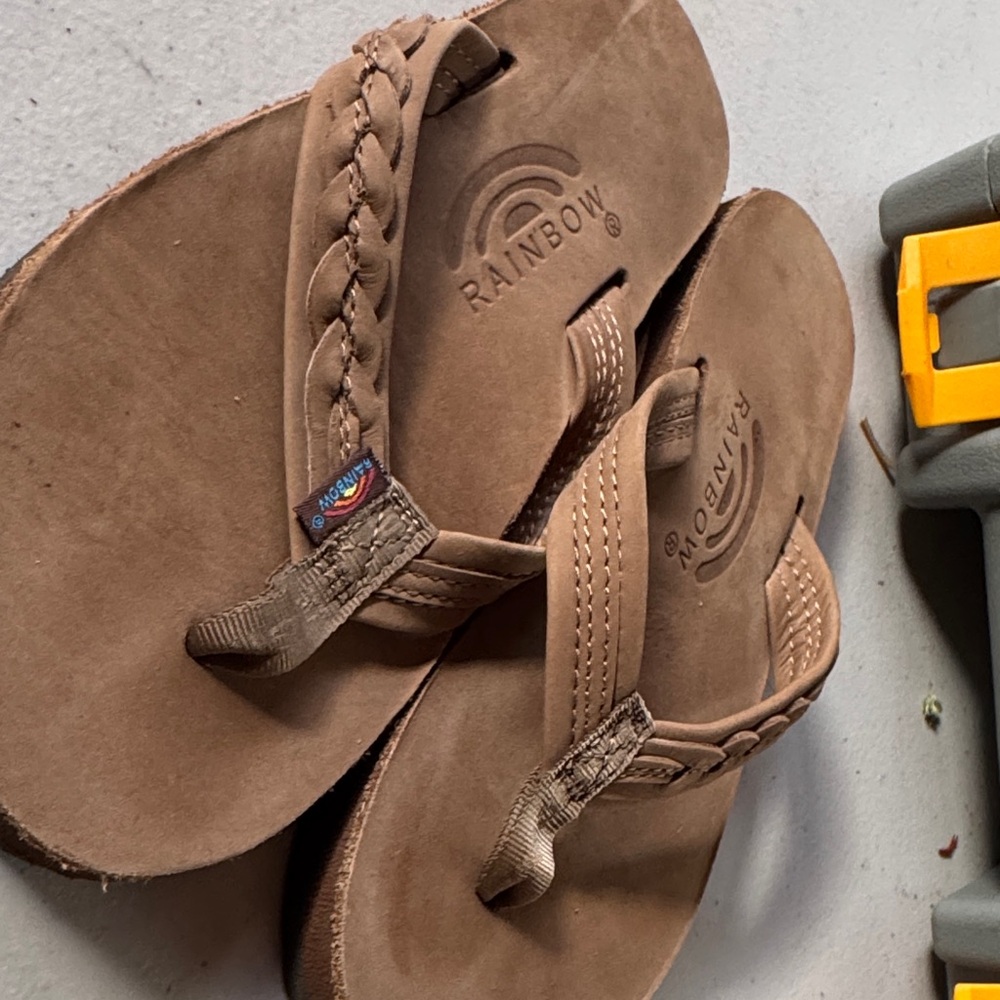 Rainbow Tan Braided Flip-Flops - Picture 2 of 5
